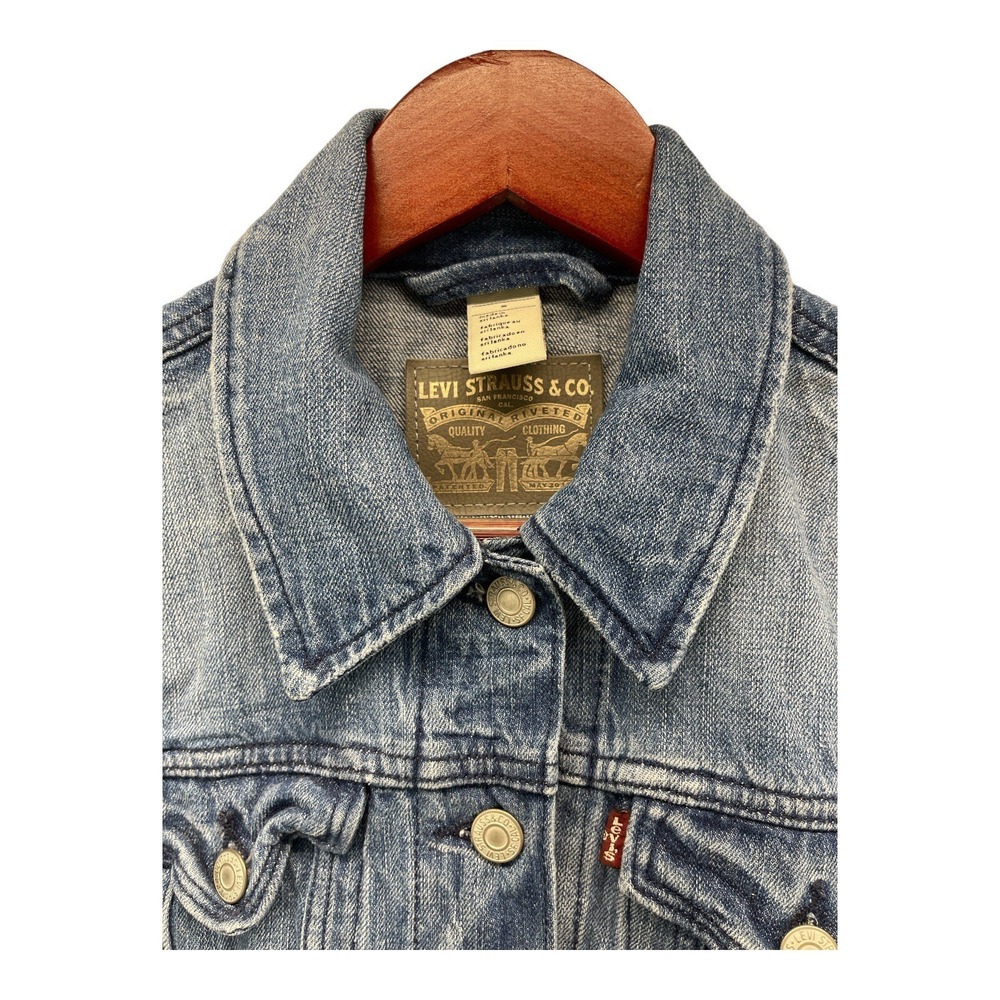 Levi's Women's /Youth Girls Blue Jean Button Down Jacket Medium - Picture 3 of 5